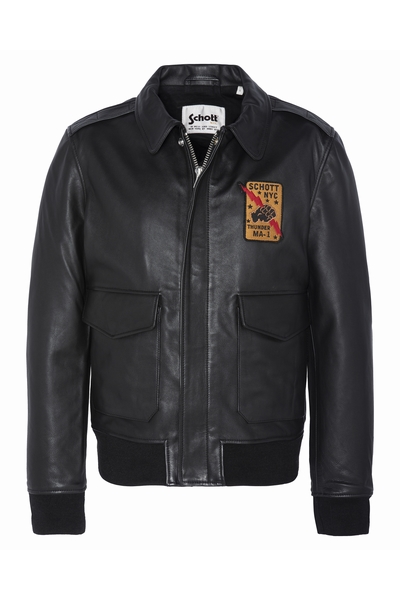 PILOT JACKET WITH EMBROIDERY - SCHOTT USA - BLACK - 1