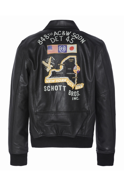 PILOT JACKET WITH EMBROIDERY - SCHOTT USA - BLACK - 2