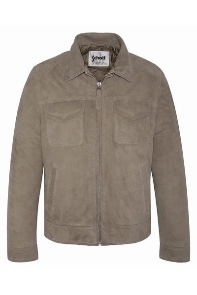 SUEDE TRUCKER JACKET - SCHOTT USA - DARK BEIGE - 2