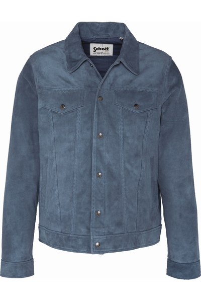 SUEDE TRUCKER JACKET - SCHOTT USA - INDIGO - 1