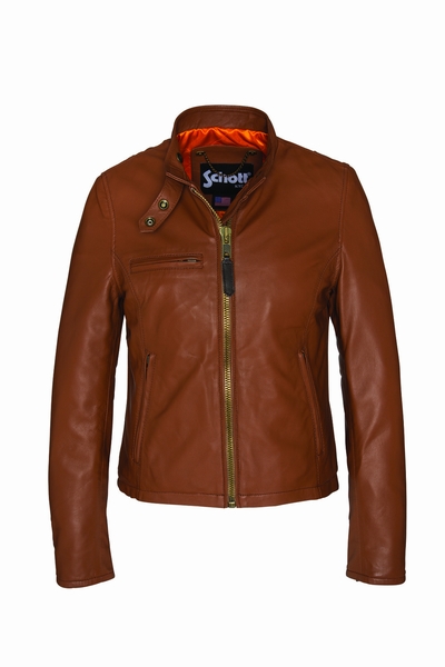 BLOUSON MOTO COURT - SCHOTT USA - COGNAC - 1