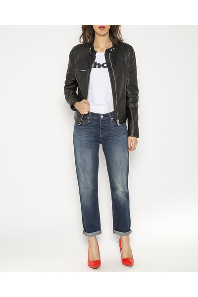 SHORT RACER JACKET - SCHOTT USA - BLACK - 2
