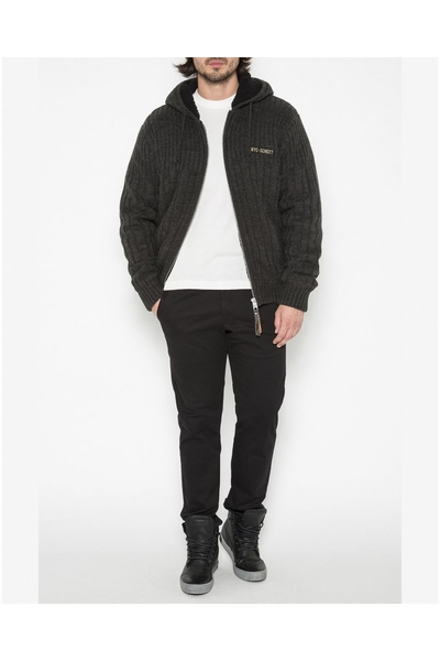 FANCY ZIPPED BIG SWEATER - SCHOTT USA - HEATHER ANTHRACITE - 2