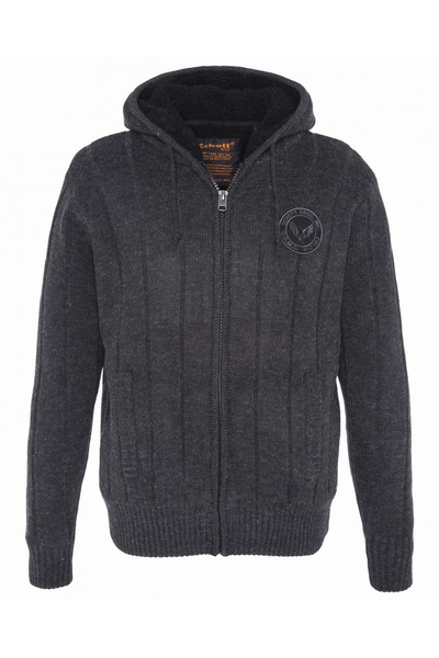 HOODED & LINED SWEATER - SCHOTT USA - HEATHER ANTHRACITE - 1