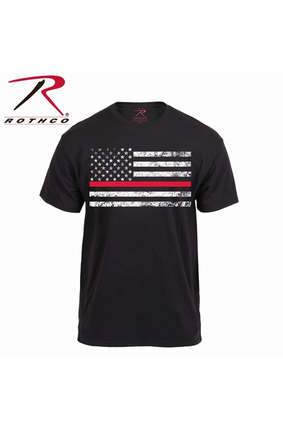 PUBLIC SAFETY T-SHIRT - ROTHCO - US FLAG RED LINE - 1