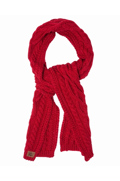 CABLES KNIT SCARF - SCHOTT USA - RED - 1