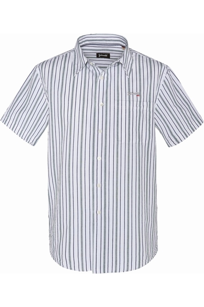 SHORT SLEEVE BASIC SHIRT - SCHOTT USA - GREEN STRIPES - 1