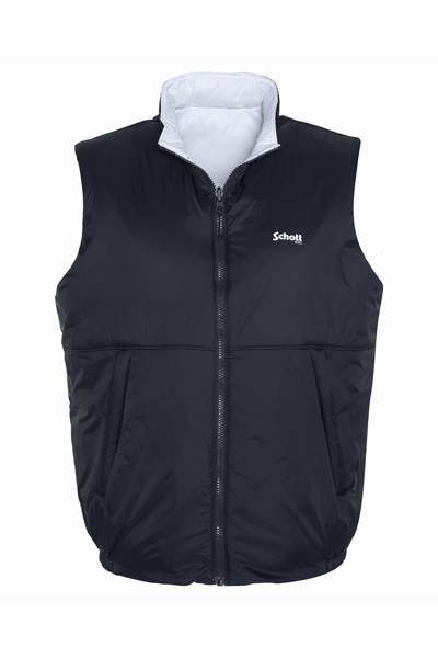 SHORT ZIPPERED VEST - SCHOTT USA - NAVY/WHITE - 1