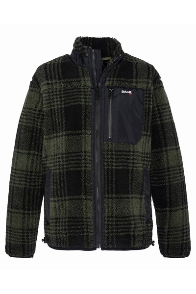 SWEATSHIRT IN SHERPA - SCHOTT USA - KHAKI CHECKS - 2