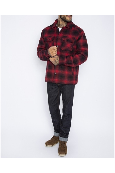 CHEMISE BOUTONNÉE EN LAINE - SCHOTT USA - RED CHECK - 2