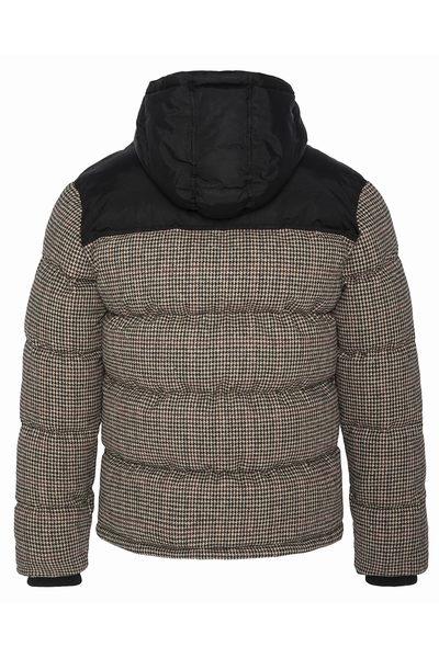 PADDED HOODED JACKET - SCHOTT USA - BROWN HOUNDSTOOTH - 2
