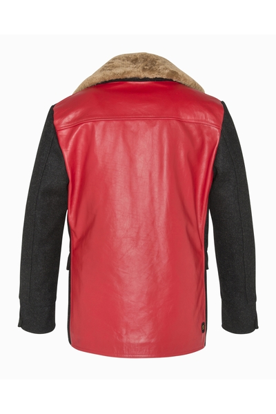 LEATHER JACKET - SCHOTT USA - CHARCOAL/RED - 2