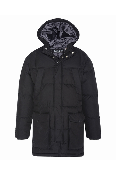QUILTED HOODED PARKA - SCHOTT USA - BLACK - 1